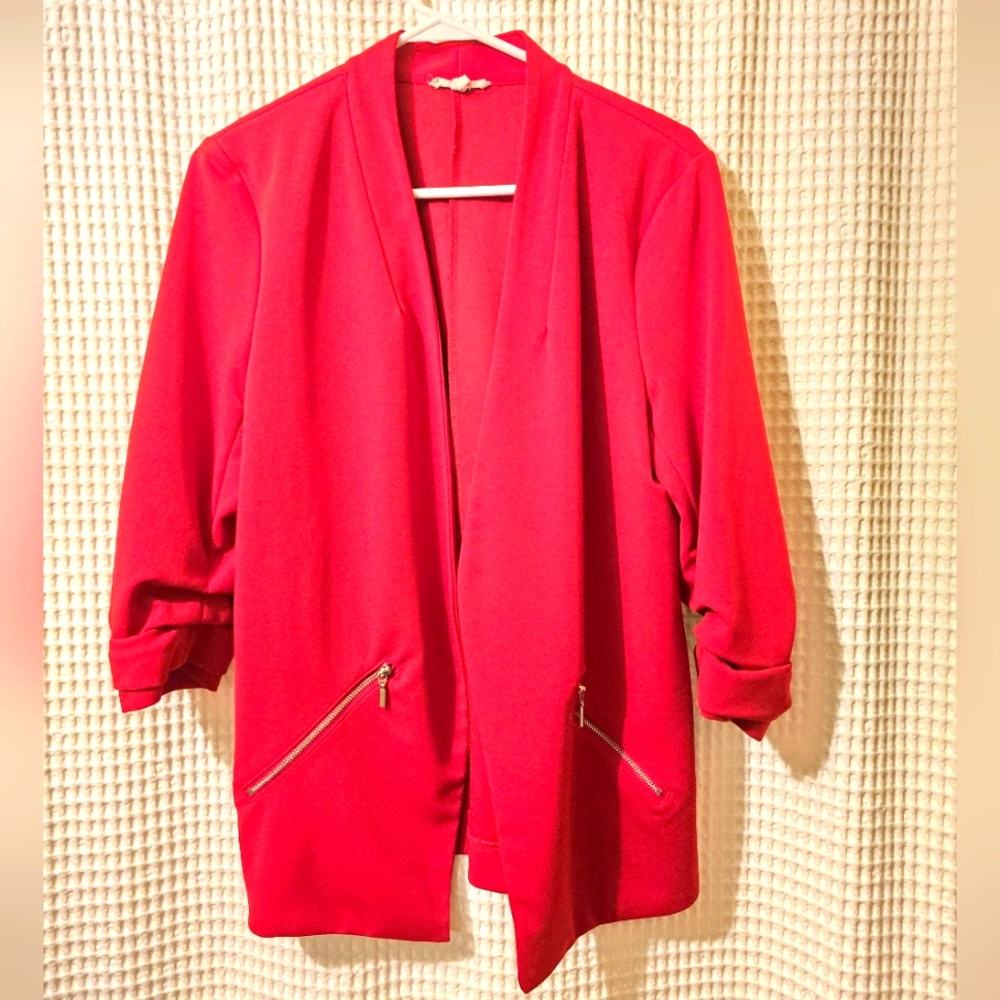 Maurices Women's Red Open Front Jacket